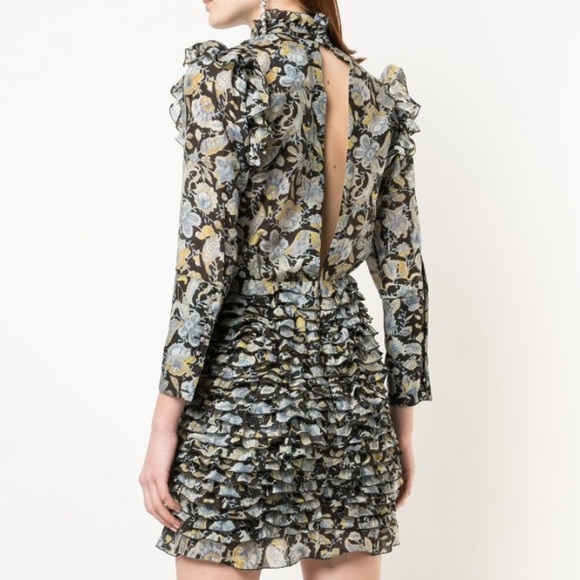 Robert Rodriguez 6 Silk Cotton Print Ruffle Dress - Picture 4 of 16